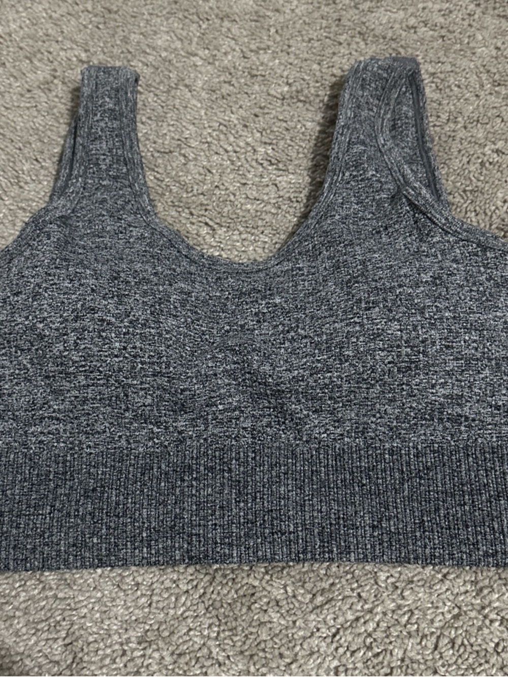 Seamless Ribbed Sports Bralette - Gray